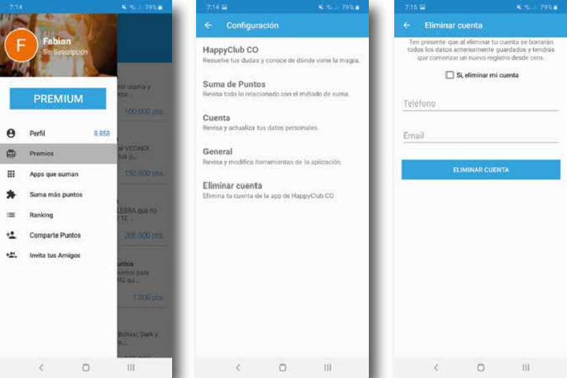Eliminar tu cuenta HappyClub